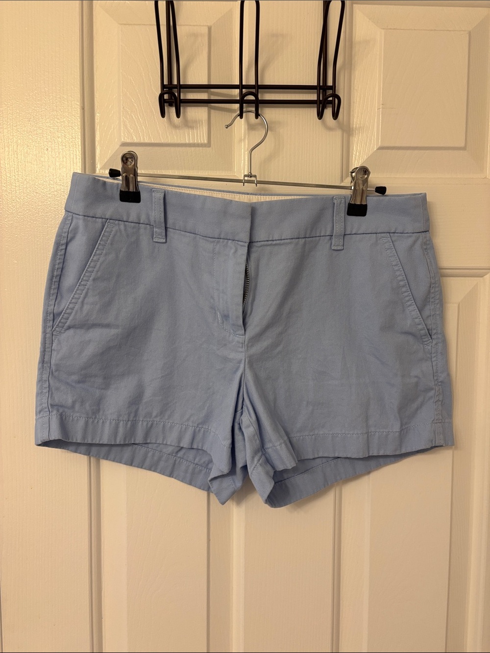 J. Crew Light Blue High-Waist Cotton-Blend Shorts